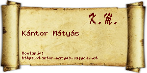 Kántor Mátyás névjegykártya